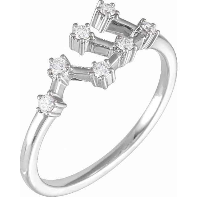 14K White Gold 1/6 CTW Natural Diamond Virgo Constellation Ring