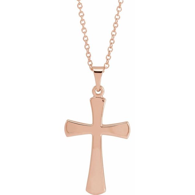 14K Rose Gold Cross 18" Necklace