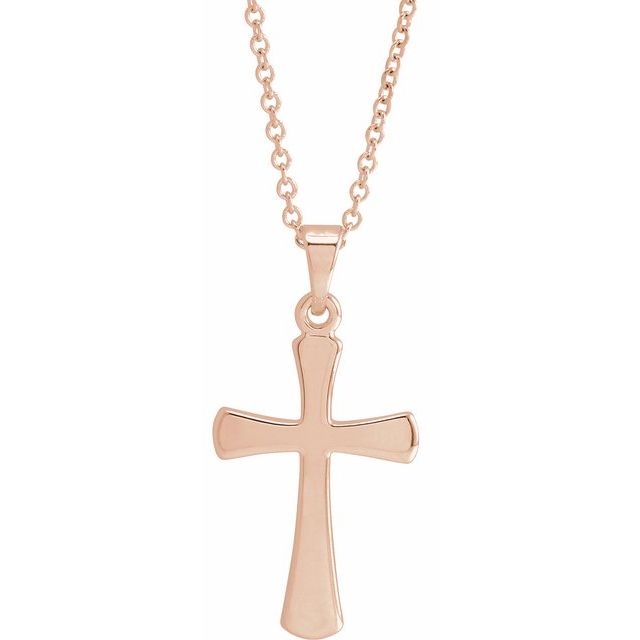 14K Rose Gold Cross 18" Necklace