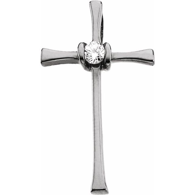 14K White Gold .05 CTW Natural Diamond Cross Pendant