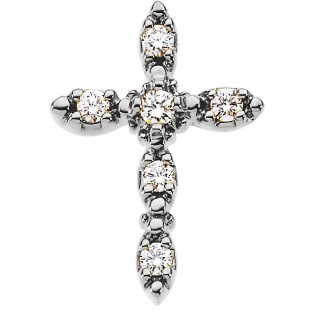 14K White Gold 1/5 CTW Natural Diamond Cross Pendant