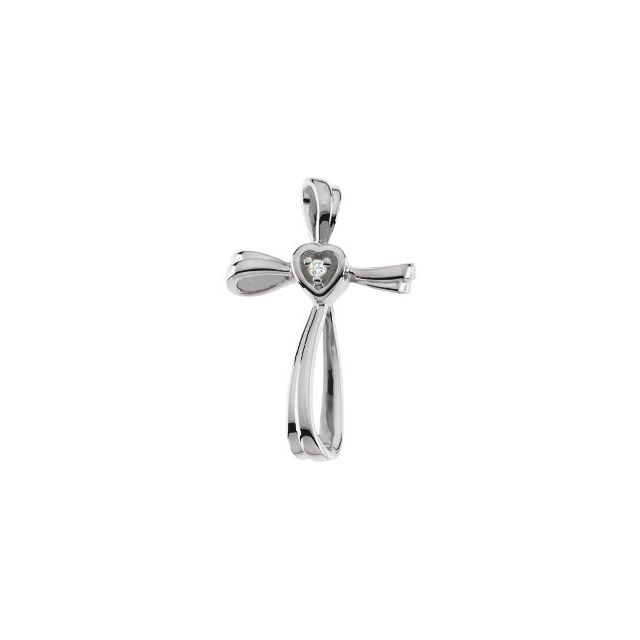 14K White Gold .02 CTW Natural Diamond Cross Pendant