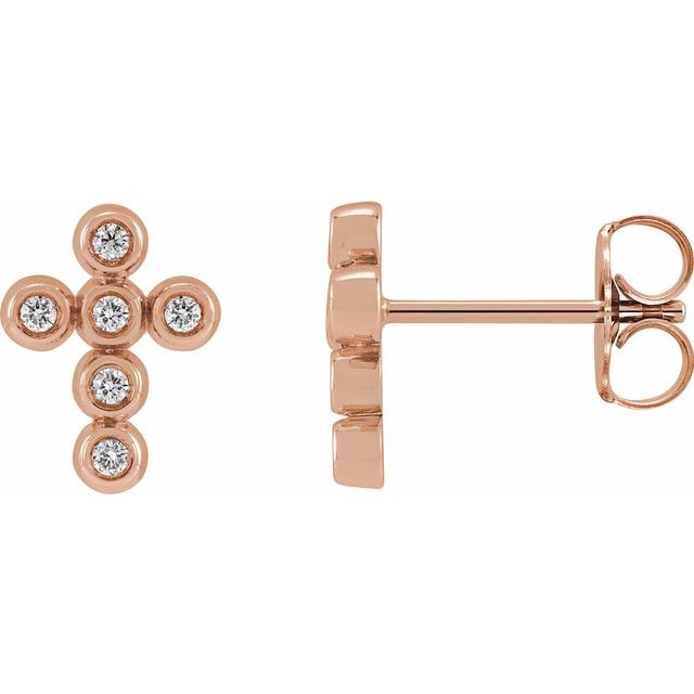 14K Rose Gold .08 CTW Natural Diamond Cross Earrings