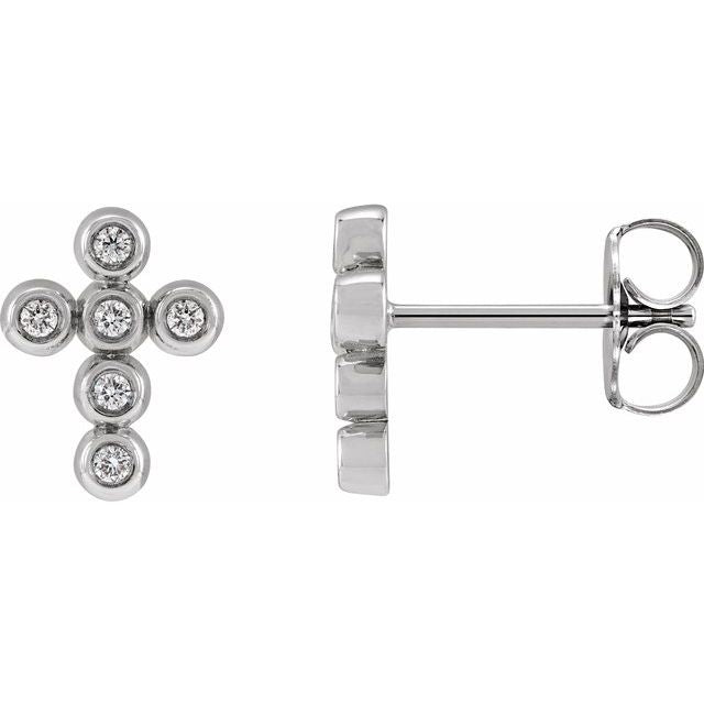 Sterling Silver .08 CTW Natural Diamond Cross Earrings