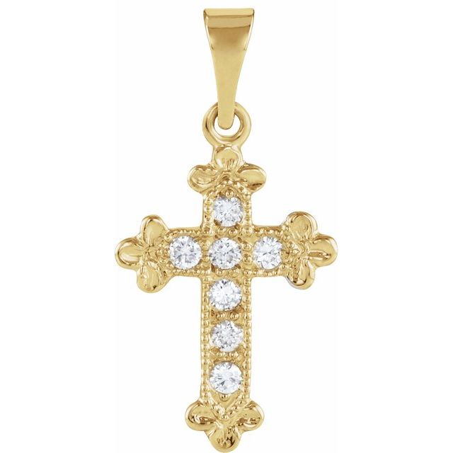 14K Yellow Gold 1/10 CTW Natural Diamond Cross Pendant