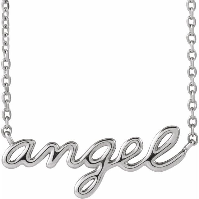 Platinum Angel Script 18" Necklace