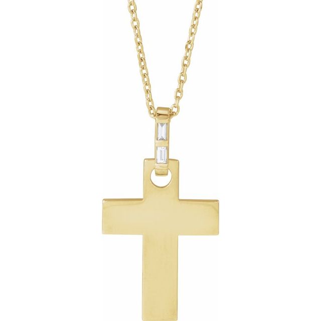 14K Yellow Gold .03 CTW Natural Diamond Cross 16-18" Necklace Mounting