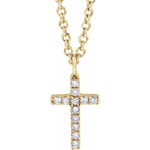 14K Yellow Gold .04 CTW Natural Diamond Cross 18" Necklace