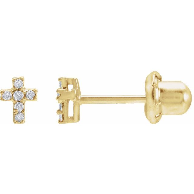 14K Yellow Gold .02 CTW Natural Diamond Cross Inverness® Piercing Stud Earrings
