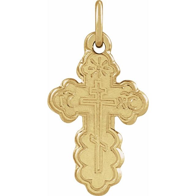 14K Yellow Gold 12x8 mm Orthodox Cross Pendant