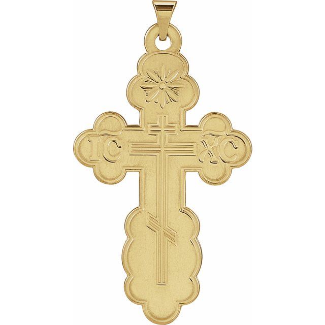 14K Yellow Gold 40x26 mm Orthodox Cross Pendant