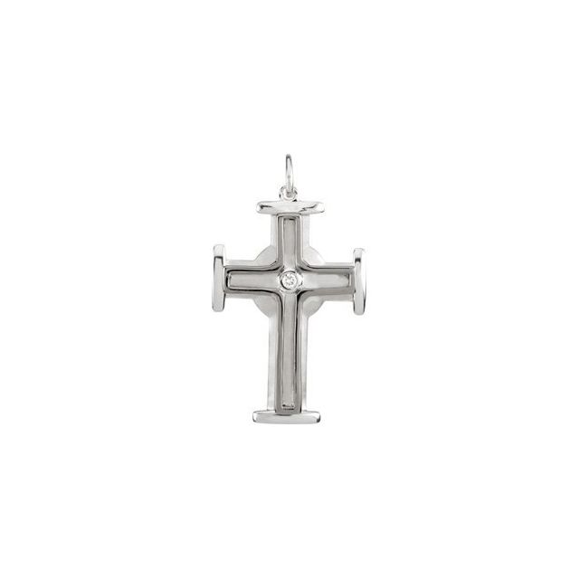 Sterling Silver .04 CTW Natural Diamond Cross Pendant