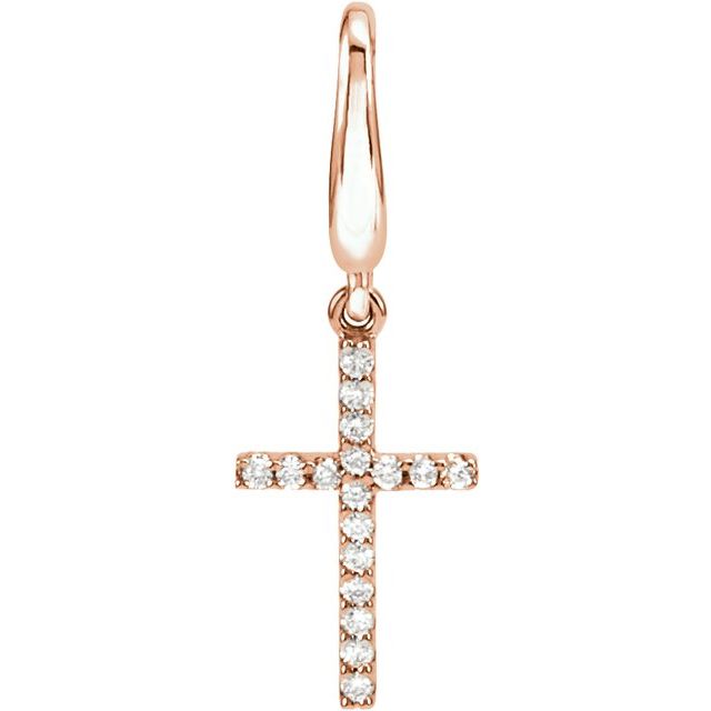 14K Rose Gold .08 CTW Natural Diamond Cross Charm/Pendant
