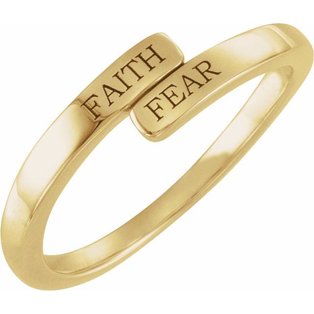 14K Yellow Gold Faith Over Fear Bypass Ring