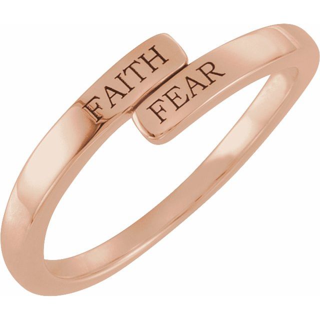 14K Rose Gold Faith Over Fear Bypass Ring