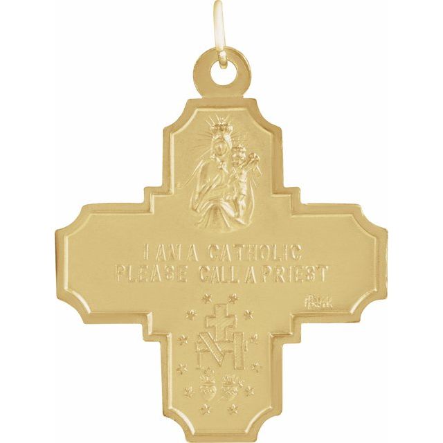 14K Yellow Gold 30x29 mm Four-Way Cross Medal