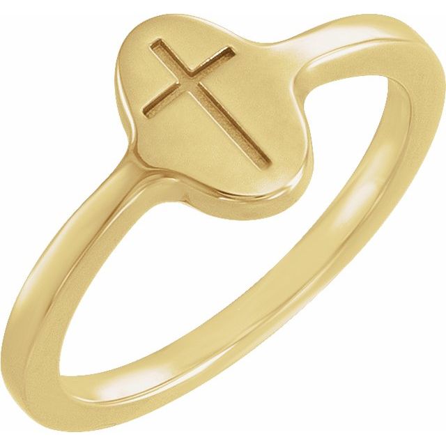14K Yellow Gold Cross Signet Ring