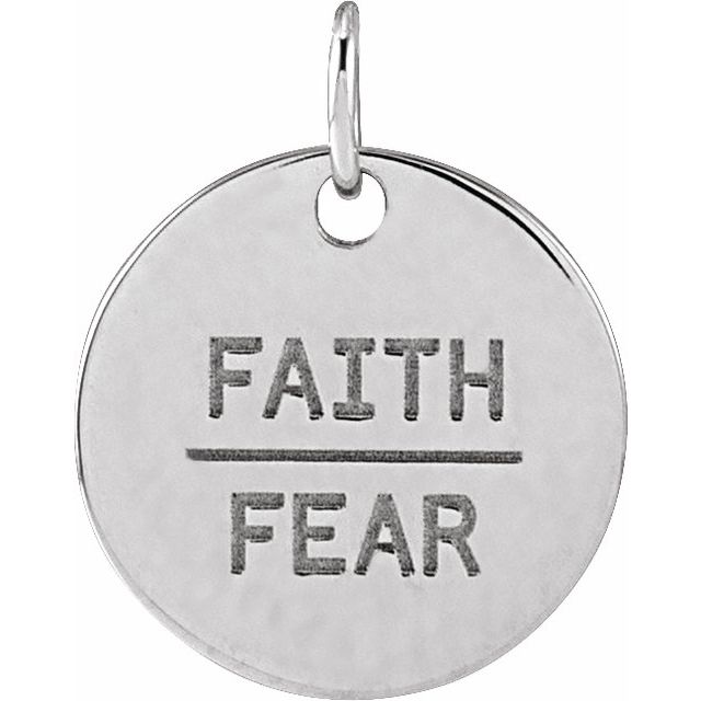 Platinum Faith Over Fear Disc Pendant
