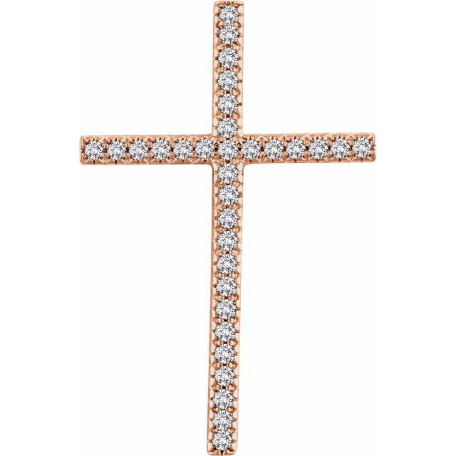 14K Rose Gold 3/4 CTW Natural Diamond Cross Pendant