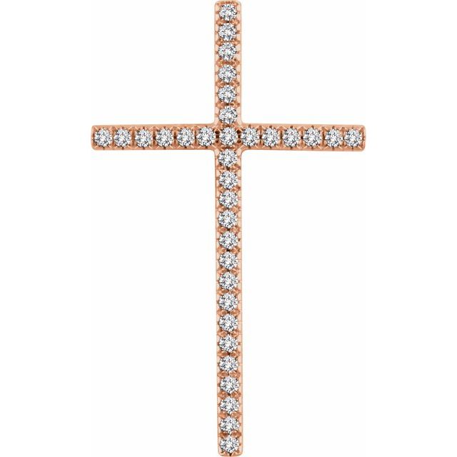 14K Rose Gold 1 CTW Natural Diamond Cross Pendant