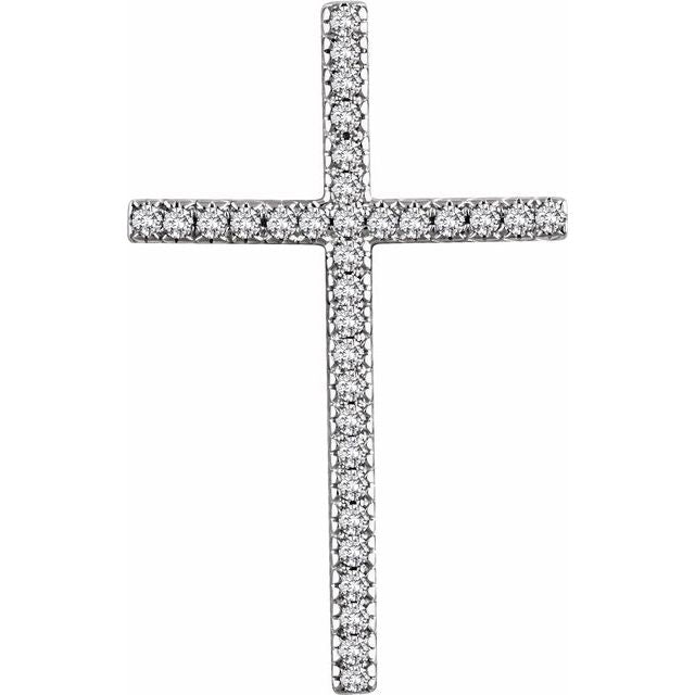 14K White Gold 1/2 CTW Natural Diamond Cross Pendant