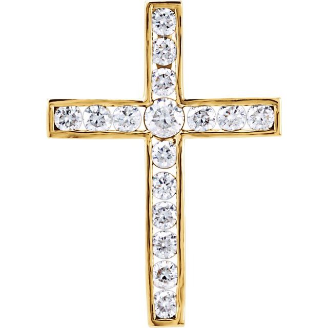 14K Yellow Gold 1 CTW Natural Diamond Cross Pendant
