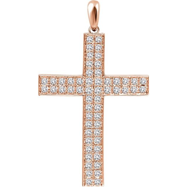 14K Rose Gold 1/2 CTW Natural Diamond Cross Pendant