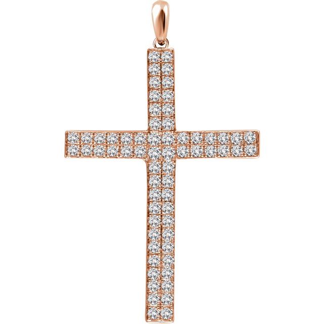14K Rose Gold 1 CTW Natural Diamond Cross Pendant