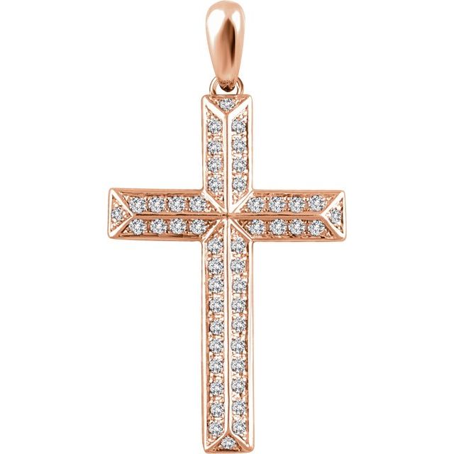 14K Rose Gold 1/2 CTW Natural Diamond Cross Pendant