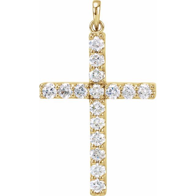 14K Yellow Gold 1 3/8 CTW Natural Diamond Cross Pendant