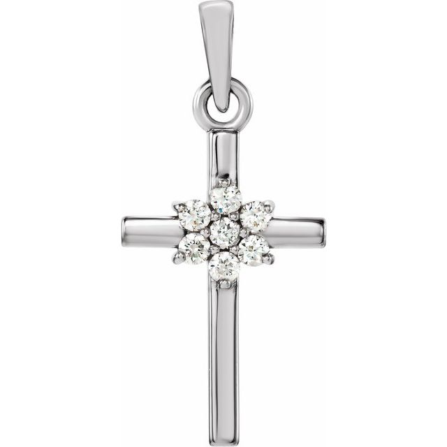14K White Gold .06 CTW Natural Diamond Cross Pendant