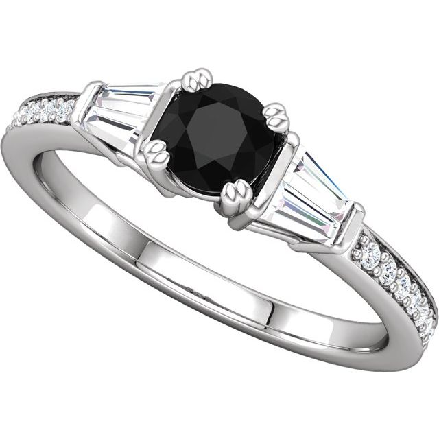 14K White Gold Natural Rainbow Moonstone & .03 CTW Natural Diamond Ring