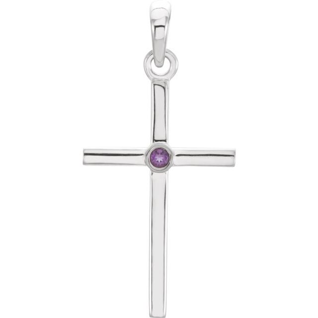 Platinum Natural Amethyst Cross Pendant