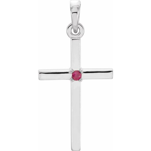 Platinum Natural Ruby Cross Pendant
