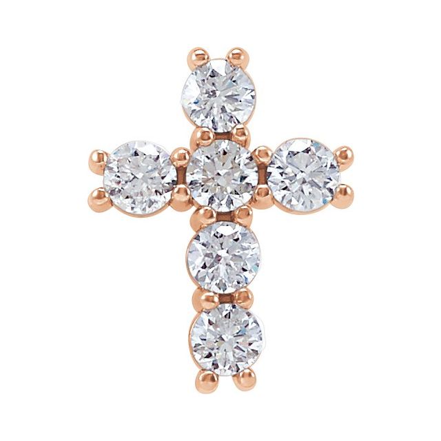 14K Rose Gold 1/3 CTW Natural Diamond Cross Pendant