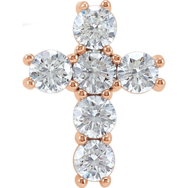 14K Rose Gold 1 3/8 CTW Natural Diamond Cross Pendant