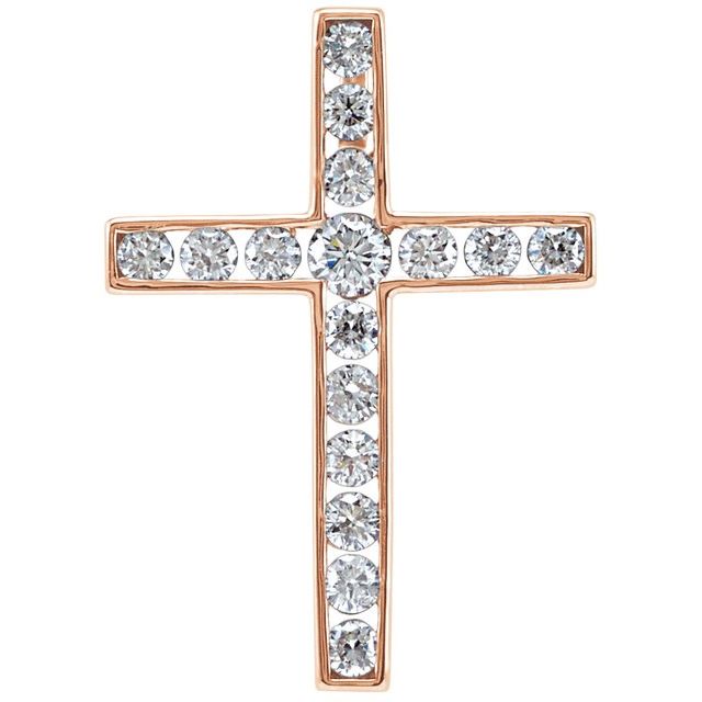 14K Rose Gold 1/3 CTW Natural Diamond Cross Pendant