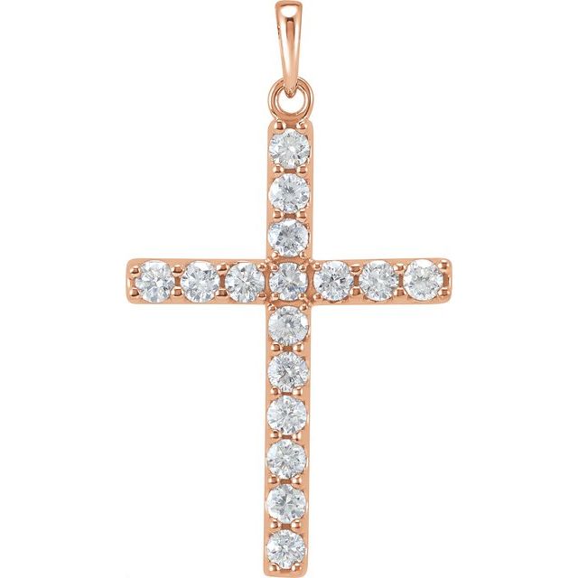 14K Rose Gold 1/4 CTW Natural Diamond Cross Pendant