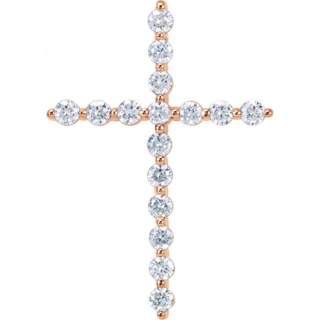 14K Rose Gold 1/3 CTW Natural Diamond Cross Pendant