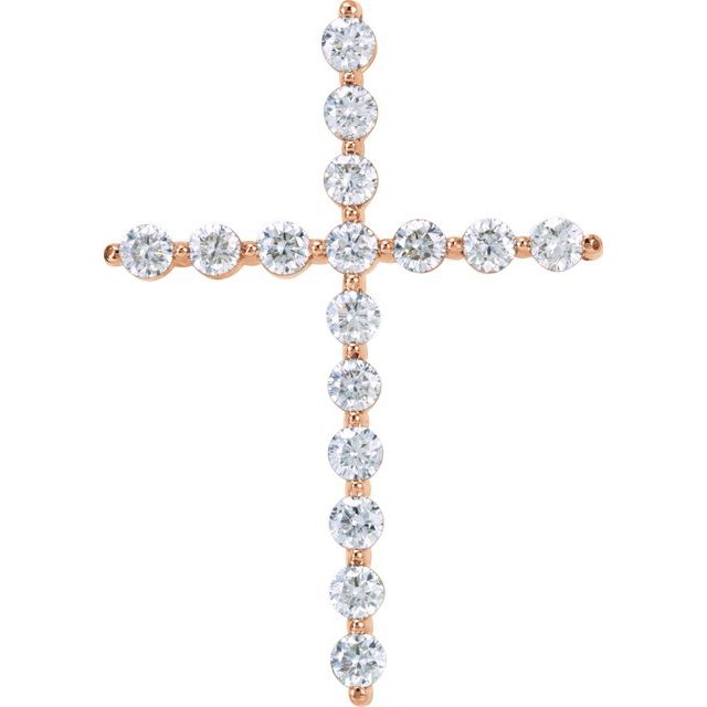 14K Rose Gold 1 1/4 CTW Natural Diamond Cross Pendant