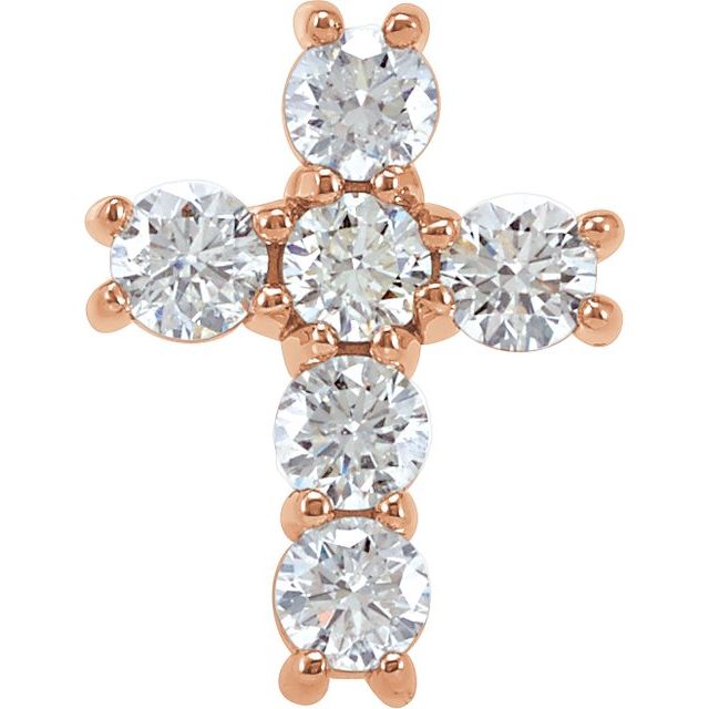 14K Rose Gold 3/4 CTW Natural Diamond Cross Pendant