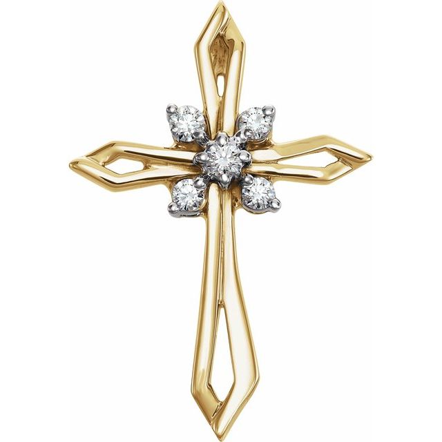 14K Yellow/White Gold 1/6 CTW Natural Diamond Cross Pendant