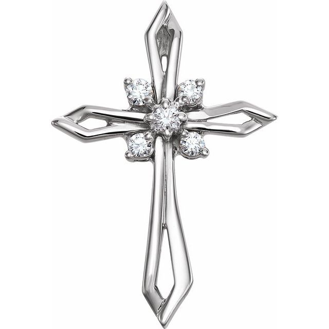 14K White Gold 1/6 CTW Natural Diamond Cross Pendant