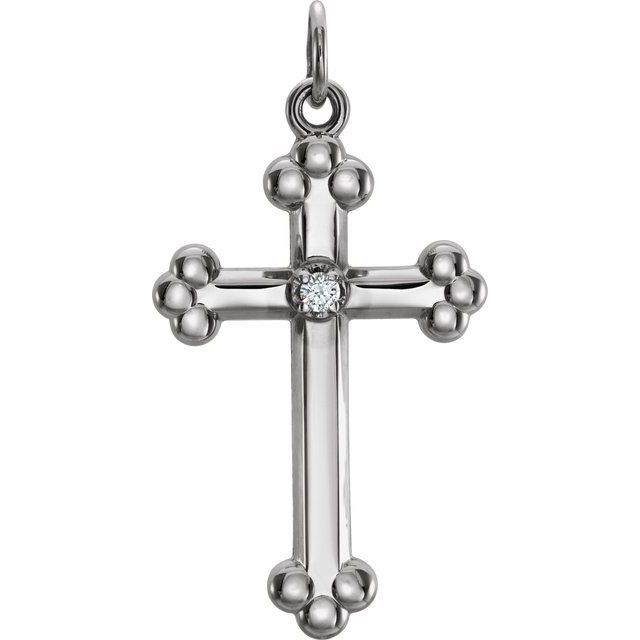 14K White Gold .02 CTW Natural Diamond Cross Pendant