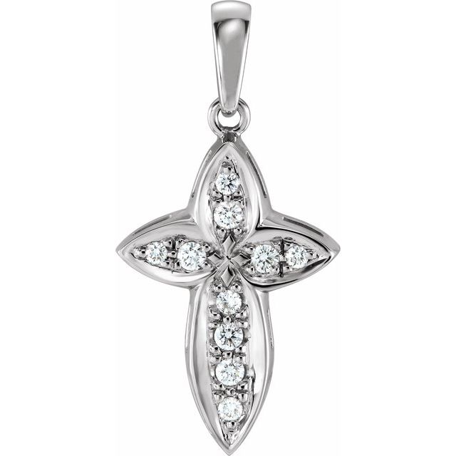 14K White Gold 1/4 CTW Natural Diamond Cross Pendant