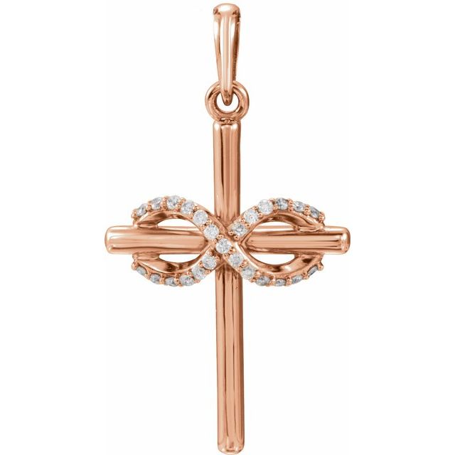 14K Rose Gold .06 CTW Natural Diamond Infinity-Inspired Cross Pendant