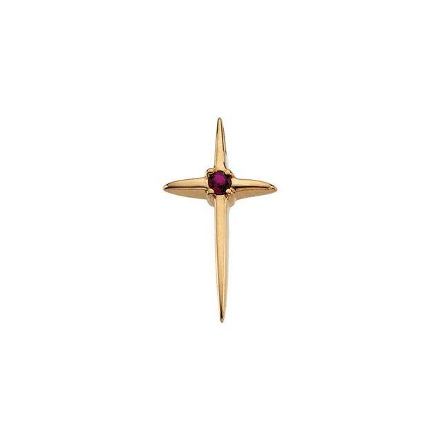 14K Yellow Gold Natural Ruby Cross Pendant
