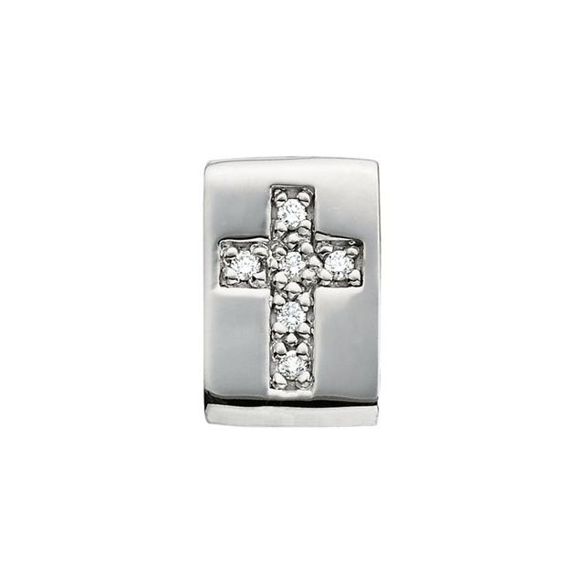 14K White Gold 1/10 CTW Natural Diamond Cross Slide Pendant