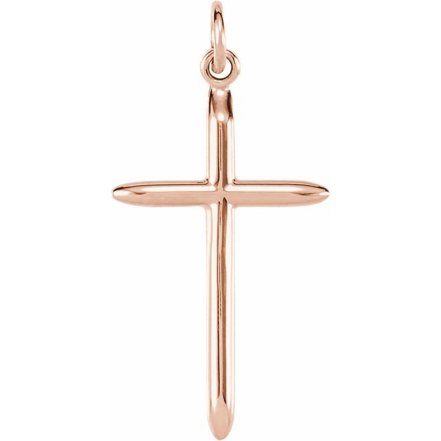 14K Rose Gold 25.7x14 mm Cross Pendant