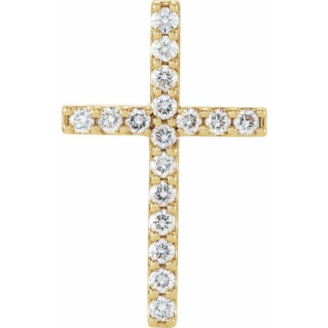 14K Yellow Gold 1 CTW Natural Diamond Petite Cross Pendant